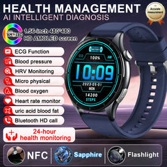 2025New Health Monitoring Uric Acid Blood Pressure Blood oxygen Body Analysis Smart Watch ECG+PPG Clock Smartwatches Men For IOS