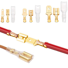 2.8/4.8/6.3mm Wire Crimp Terminals Kit Copper Male Female Wire Spade Connectors with Insulated Sleeve Electrical Conector Box