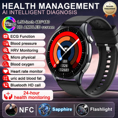 2025New Health Monitoring Uric Acid Blood Pressure Blood oxygen Body Analysis Smart Watch ECG+PPG Clock Smartwatches Men For IOS