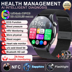 2025New Health Monitoring Uric Acid Blood Pressure Blood oxygen Body Analysis Smart Watch ECG+PPG Clock Smartwatches Men For IOS
