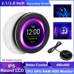 2.1 2.8 Inch IPS Secondary Screen 480x480 USB Water-Cooled Round LCD CPU GPU RAM HDD Monitoring NO AIDA64 MINI PC Gamer Display