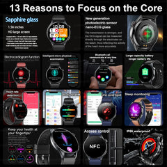 2025New Health Monitoring Uric Acid Blood Pressure Blood oxygen Body Analysis Smart Watch ECG+PPG Clock Smartwatches Men For IOS