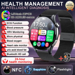 2025New Health Monitoring Uric Acid Blood Pressure Blood oxygen Body Analysis Smart Watch ECG+PPG Clock Smartwatches Men For IOS