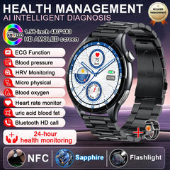 2025New Health Monitoring Uric Acid Blood Pressure Blood oxygen Body Analysis Smart Watch ECG+PPG Clock Smartwatches Men For IOS