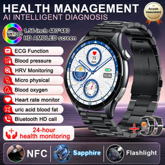 2025New Health Monitoring Uric Acid Blood Pressure Blood oxygen Body Analysis Smart Watch ECG+PPG Clock Smartwatches Men For IOS