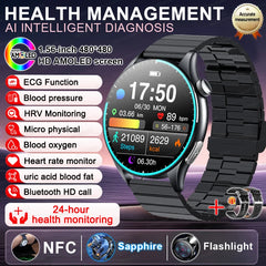 2025New Health Monitoring Uric Acid Blood Pressure Blood oxygen Body Analysis Smart Watch ECG+PPG Clock Smartwatches Men For IOS