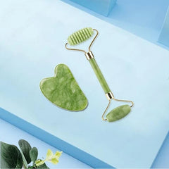 Jade Gua Sha & Face Roller Set