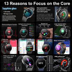 2025 New Smart Watch NFC ECG+PPG Blood oxygen Uric Acid Blood Pressure Sapphire Smartwatch Men For Samsung Galaxy Xiaomi Huawei