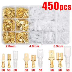 2.8/4.8/6.3mm Wire Crimp Terminals Kit Copper Male Female Wire Spade Connectors with Insulated Sleeve Electrical Conector Box