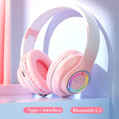 Wireless Bluetooth Headphones Children's Multi-color Light Headsets with Microphone can be Inserted SD Card HIFi Stereo Earphone
