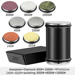 Rolling Knife Sharpener Double Sided Diamond Sharpening Stone 15/20° Degree Magnetic Angle Roller Sharpening for Kitchen Knives