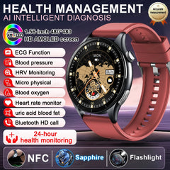 2025New Health Monitoring Uric Acid Blood Pressure Blood oxygen Body Analysis Smart Watch ECG+PPG Clock Smartwatches Men For IOS