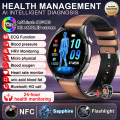 2025New Health Monitoring Uric Acid Blood Pressure Blood oxygen Body Analysis Smart Watch ECG+PPG Clock Smartwatches Men For IOS