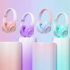 Wireless Bluetooth Headphones Children's Multi-color Light Headsets with Microphone can be Inserted SD Card HIFi Stereo Earphone