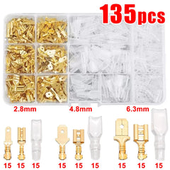 2.8/4.8/6.3mm Wire Crimp Terminals Kit Copper Male Female Wire Spade Connectors with Insulated Sleeve Electrical Conector Box