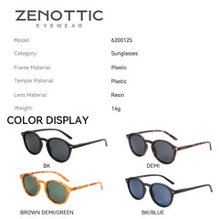 ZENOTTIC Fashion Polarized Sunglasses Men Women Brand Designer Retro Round Sun Glasses Vintage UV400 Goggles Shades