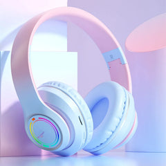 Wireless Bluetooth Headphones Children's Multi-color Light Headsets with Microphone can be Inserted SD Card HIFi Stereo Earphone