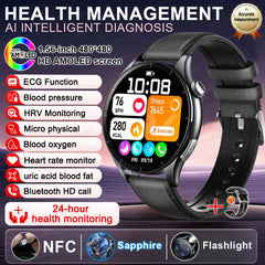 2025New Health Monitoring Uric Acid Blood Pressure Blood oxygen Body Analysis Smart Watch ECG+PPG Clock Smartwatches Men For IOS