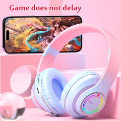 Wireless Bluetooth Headphones Children's Multi-color Light Headsets with Microphone can be Inserted SD Card HIFi Stereo Earphone