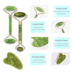 Jade Gua Sha & Face Roller Set
