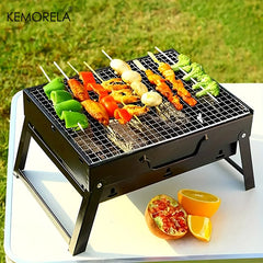 Portable BBQ Charcoal Grill Stainless Steel Small Mini BBQ Tool Kit Outdoor Cooking Camping Picnic Beach Portable BBQ
