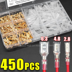 2.8/4.8/6.3mm Wire Crimp Terminals Kit Copper Male Female Wire Spade Connectors with Insulated Sleeve Electrical Conector Box