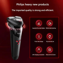 PHILIPS S1113 Electric Shaver USB Charge Stainless Steel PowerCut Blade Razor Triple Floating Head Men Fast Shave Beard Trimmer