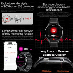 2025New Health Monitoring Uric Acid Blood Pressure Blood oxygen Body Analysis Smart Watch ECG+PPG Clock Smartwatches Men For IOS